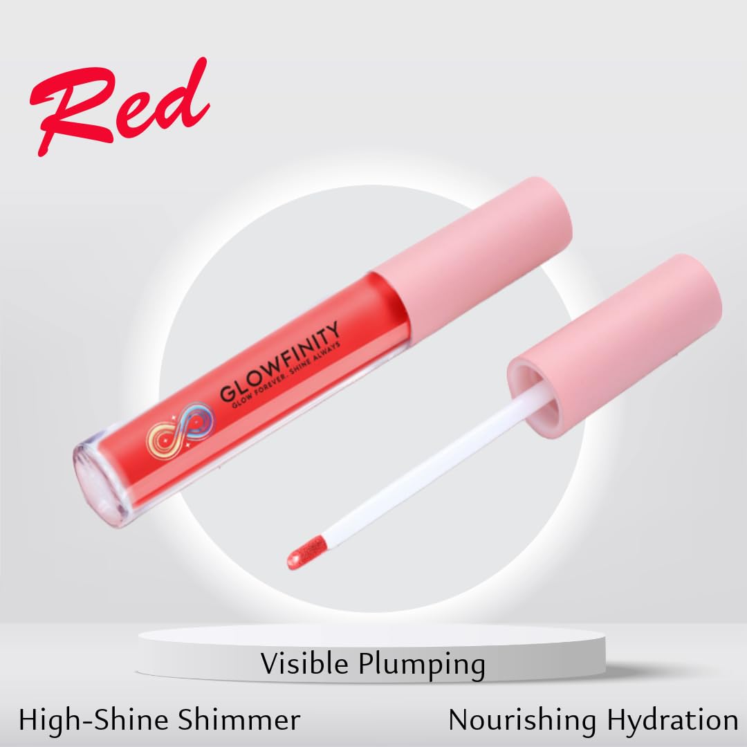 GLOWFINITY High Shine Lip Plumping Shimmer Lip Gloss Nourishing and Hydrating, Cooling Sensation (10 ml)