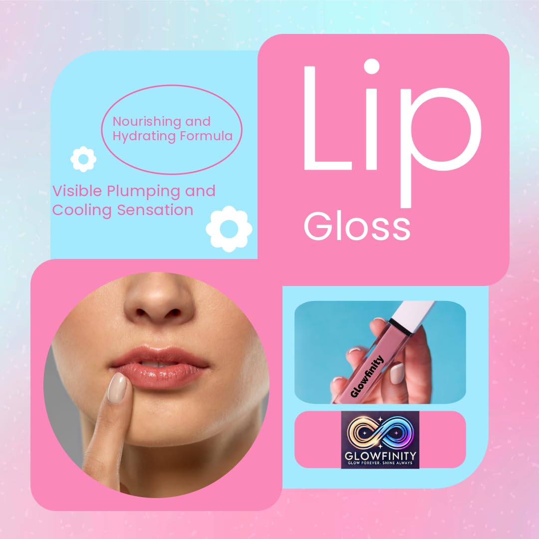 GLOWFINITY High Shine Lip Plumping Shimmer Lip Gloss Nourishing and Hydrating, Cooling Sensation (10 ml)