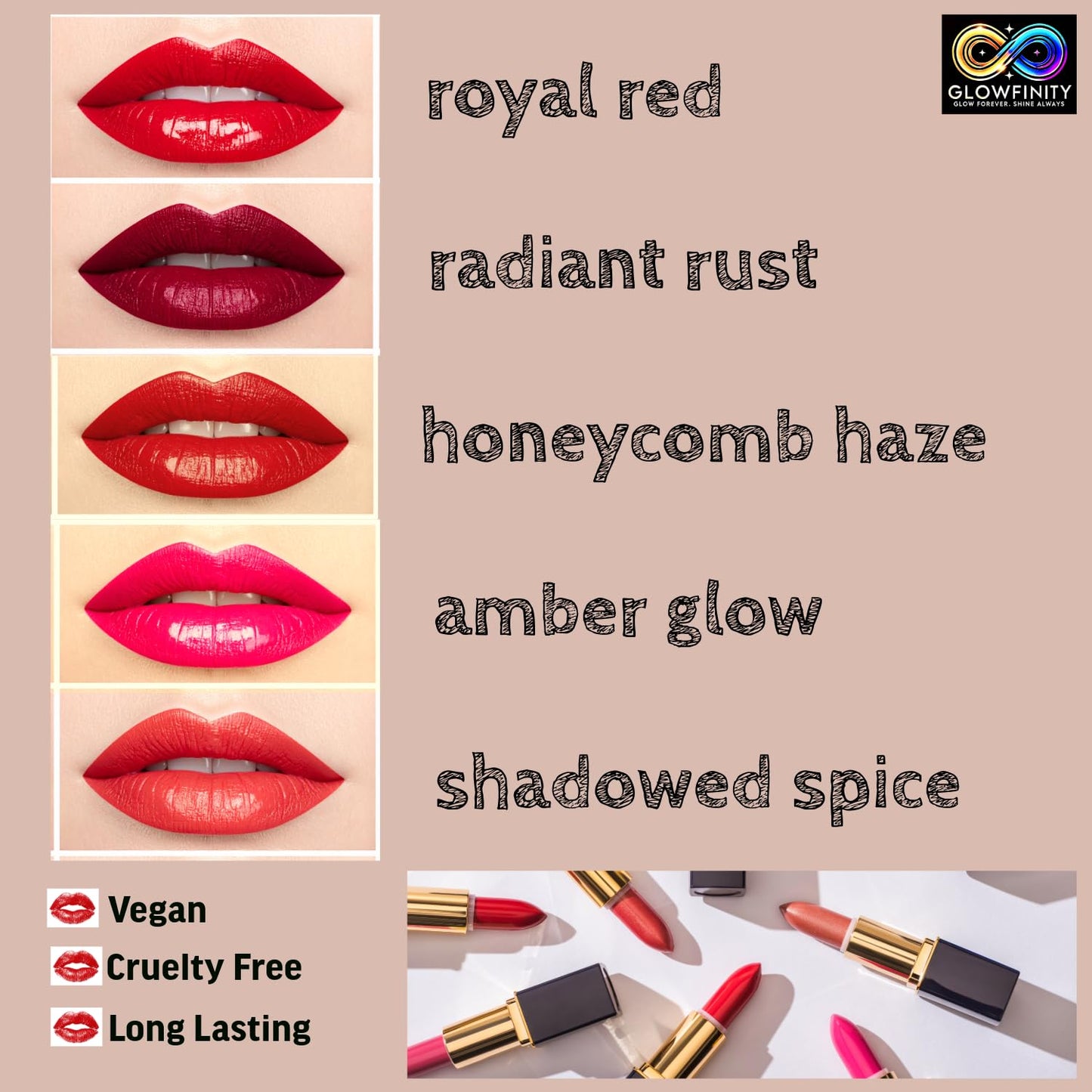 Glowfinity Honeycomb Haze Matte Lipstick – Long Lasting Nude Velvet Lipstick, Hydrating Vegan Lip Color, Gift for Women, 3g