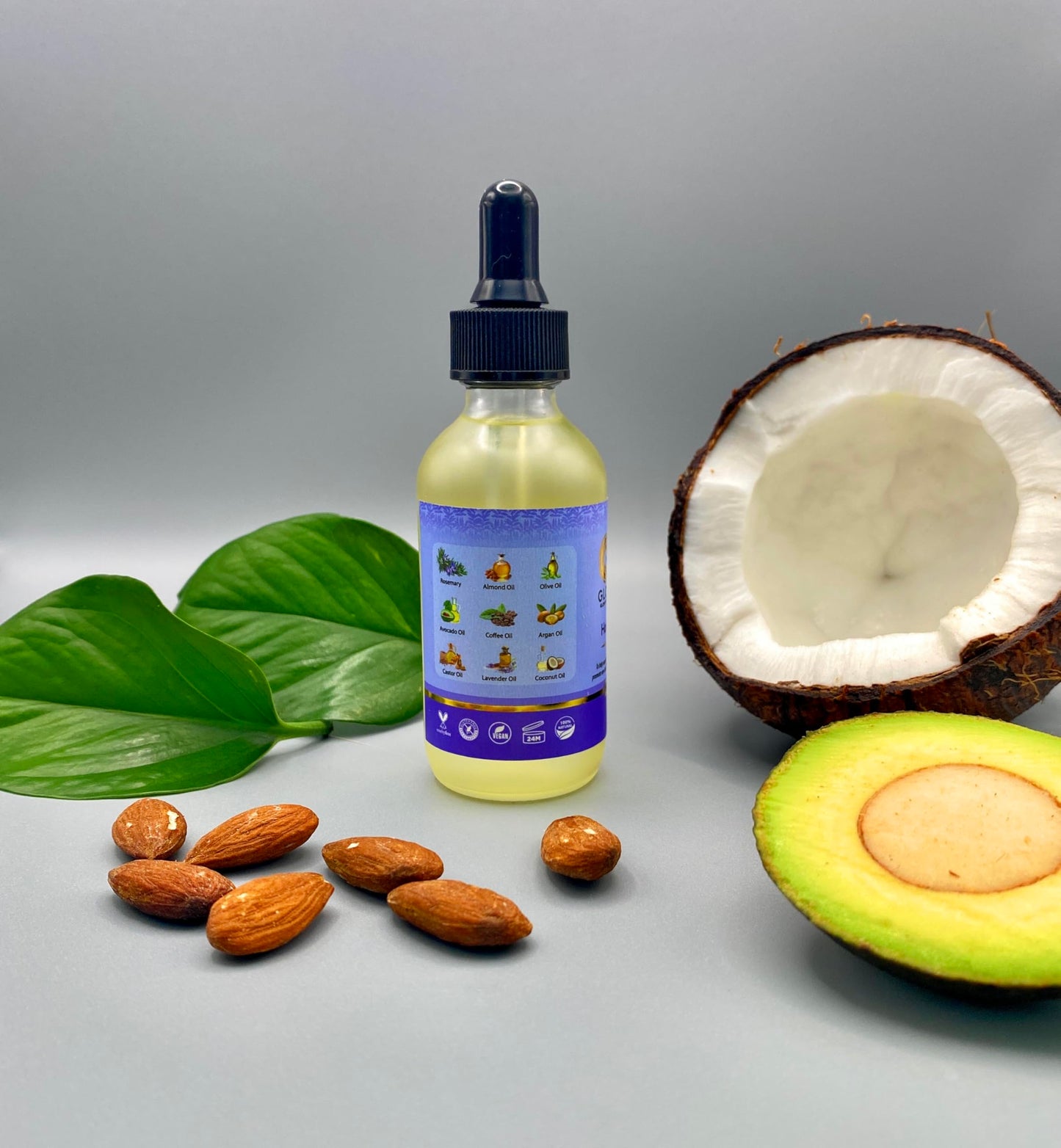 GLOWFINITY Hair Growth Oil with Rosemary, Castor, Coconut, Almond and Argan Scalp Oil for Hair Growth and Thickness, 60 ml, Vegan
