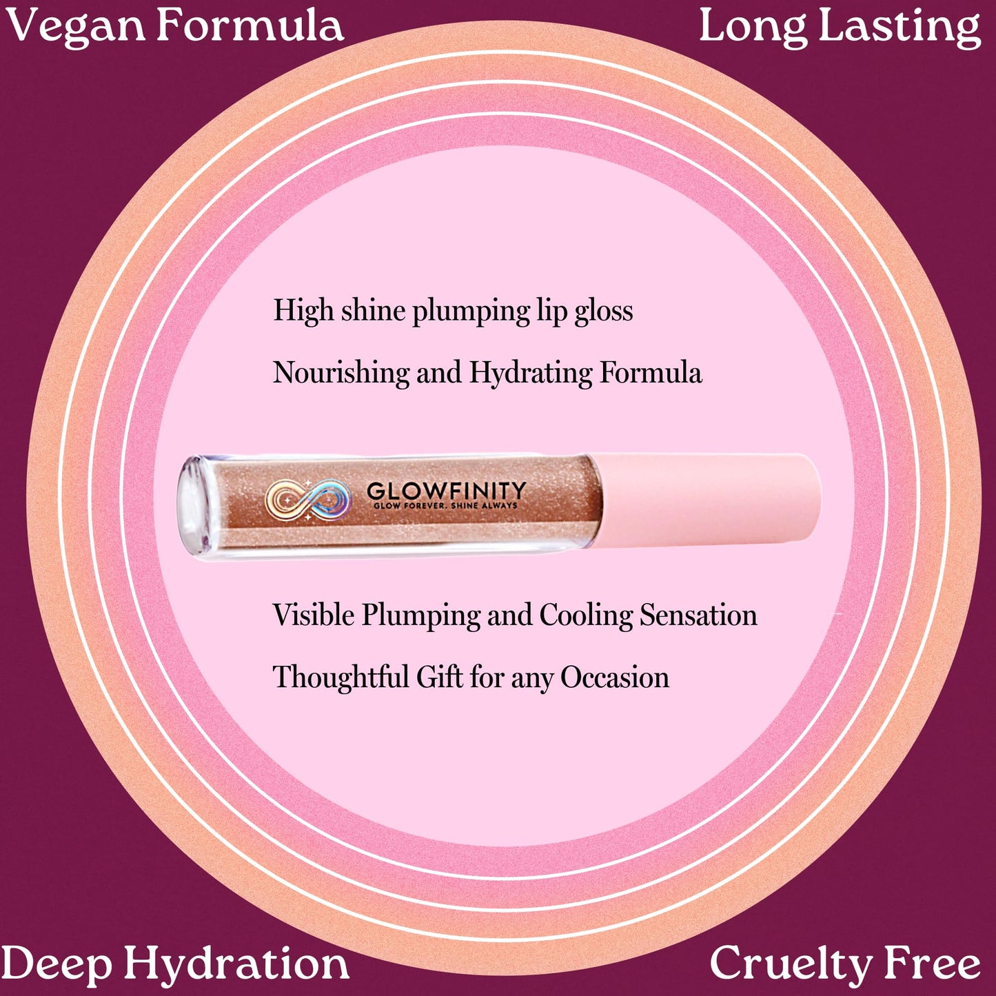 GLOWFINITY High Shine Lip Plumping Shimmer Lip Gloss Nourishing and Hydrating, Cooling Sensation (10 ml)