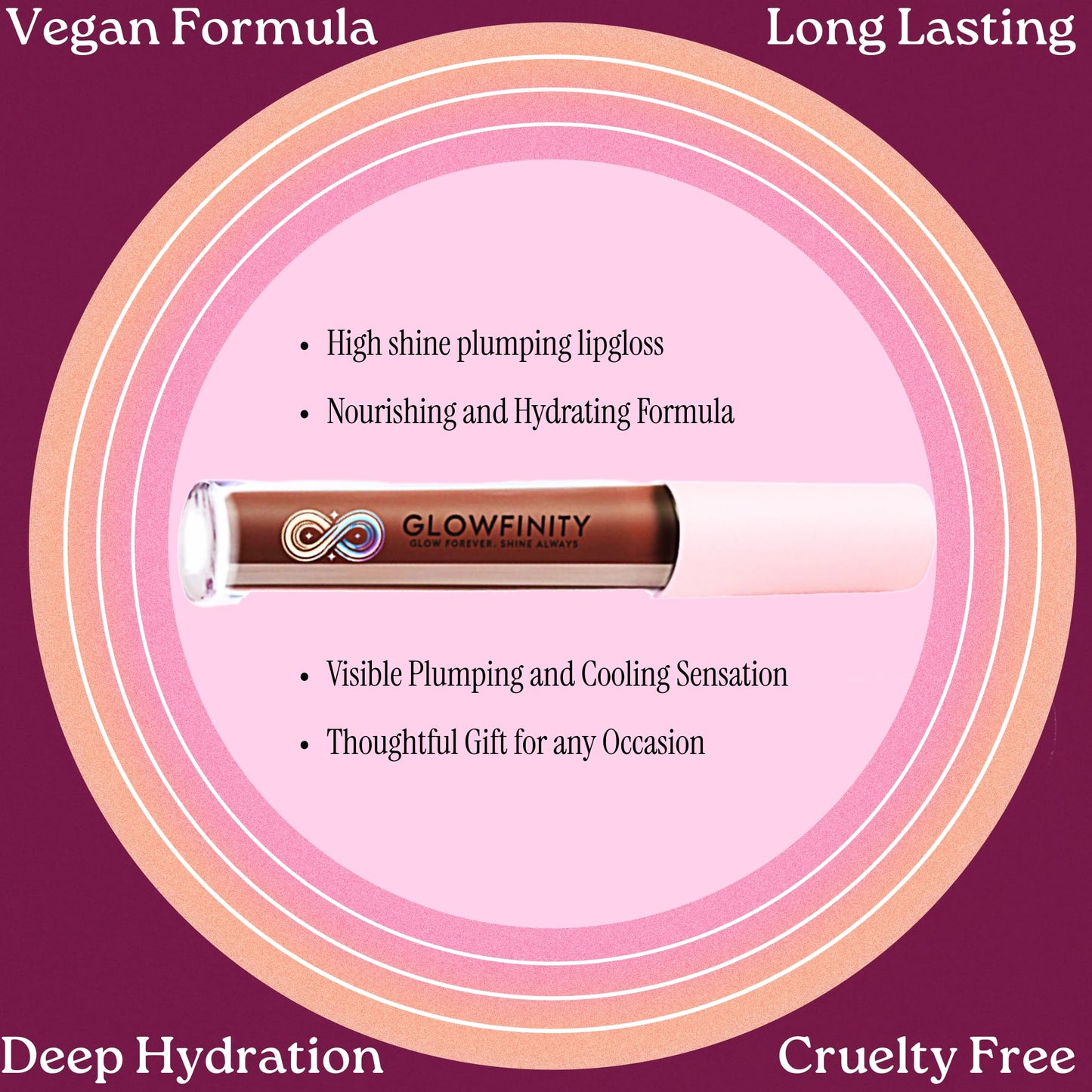 GLOWFINITY High Shine Lip Plumping Shimmer Lip Gloss Nourishing and Hydrating, Cooling Sensation (10 ml)