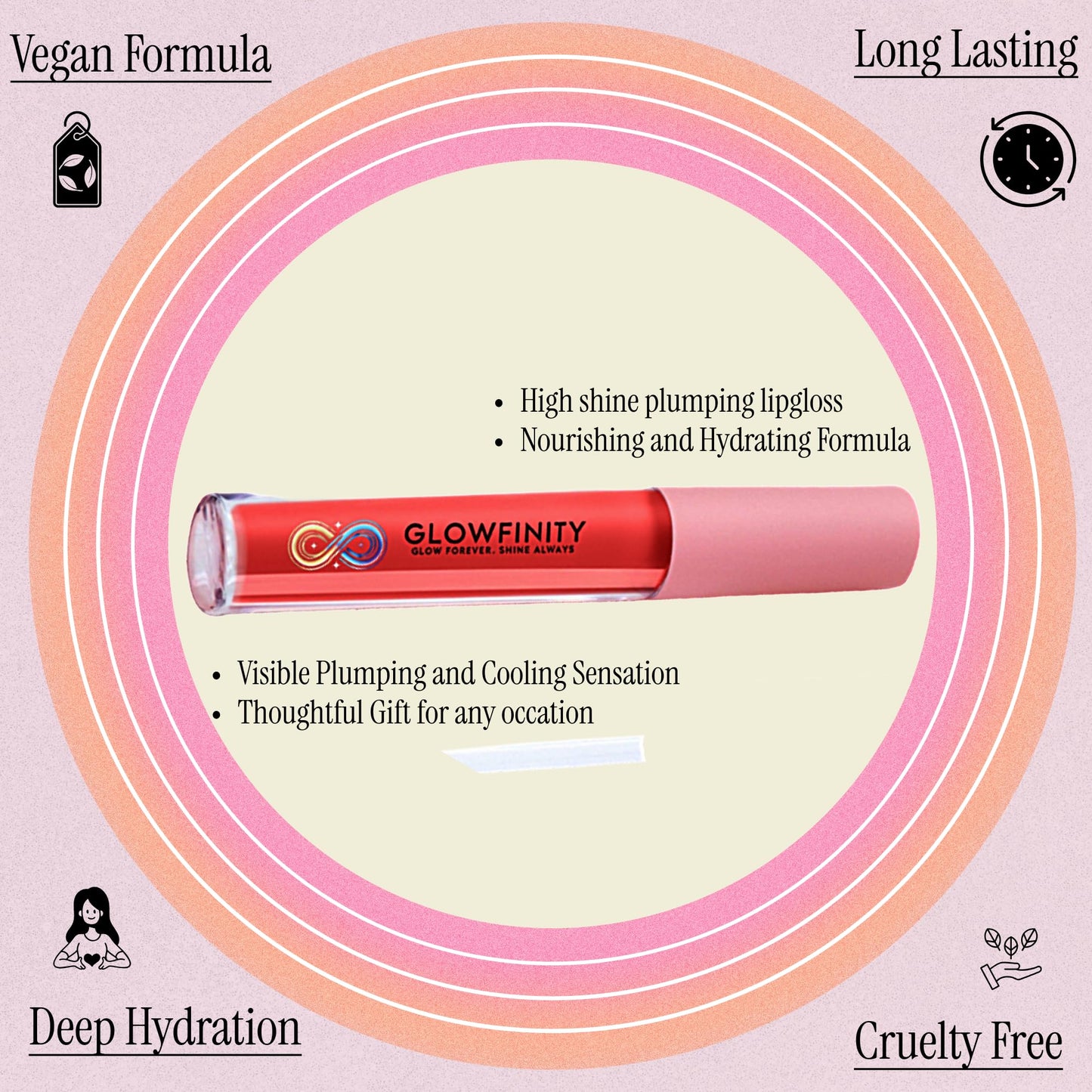 GLOWFINITY High Shine Lip Plumping Shimmer Lip Gloss Nourishing and Hydrating, Cooling Sensation (10 ml)