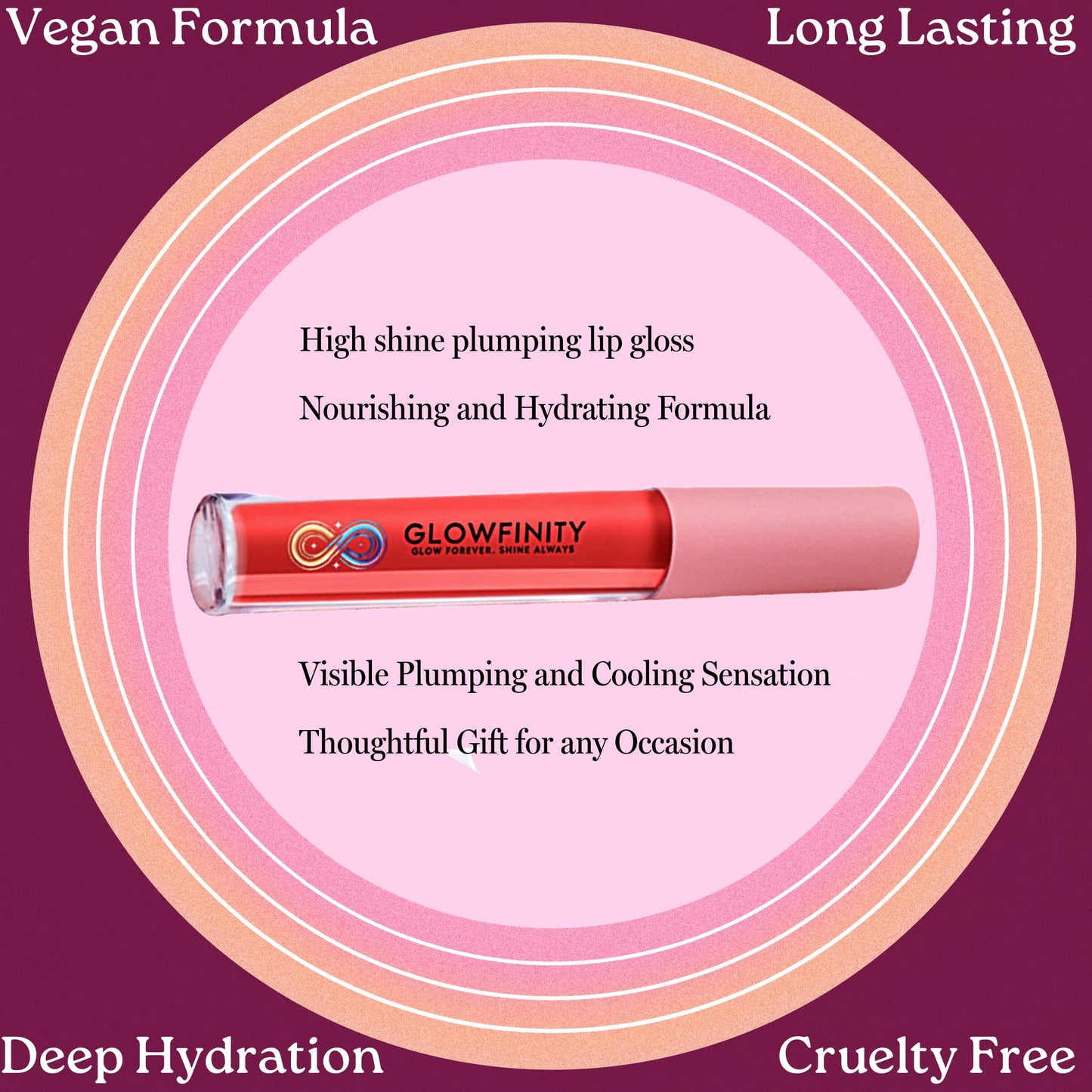 GLOWFINITY High Shine Lip Plumping Shimmer Lip Gloss Nourishing and Hydrating, Cooling Sensation (10 ml)